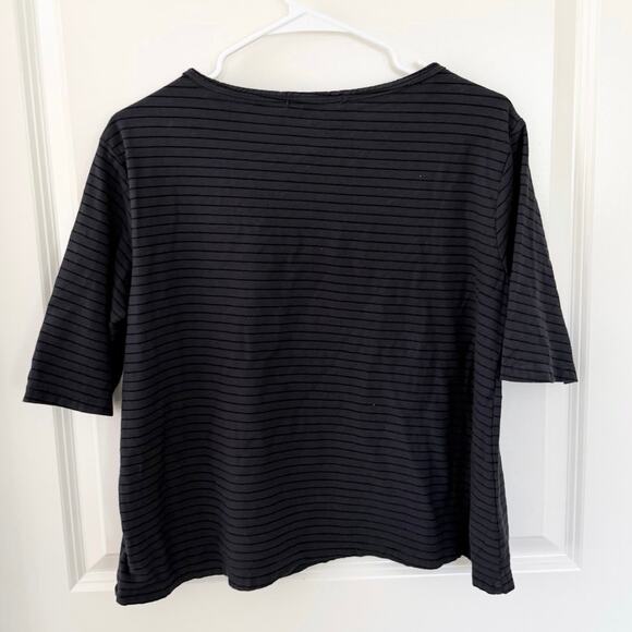 Cut Loose Striped Boxy Tee Gray Black Striped Small - Picture 2 of 4